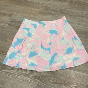 BP. Watercolor Pleated Mini Denim skirt Tennis All white pleated skirt